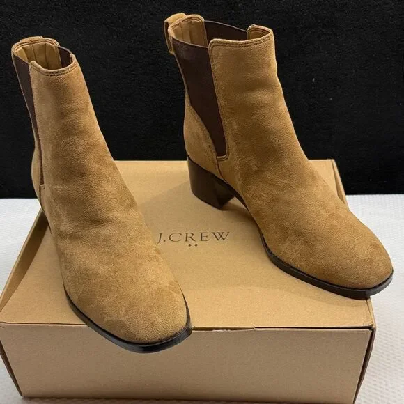 J. Crew Women's Brown Sueded Chelsea Ankle Booties 9.5 - Picture 2 of 13